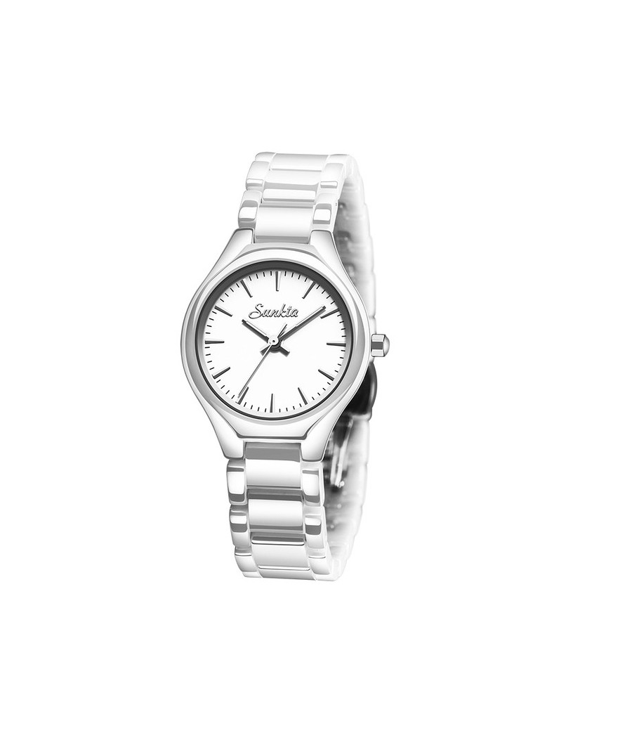 Montre SUNKTA 6612 Blanc & Argent