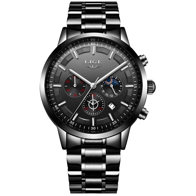 Montre LIGE 9877 Noir & Or