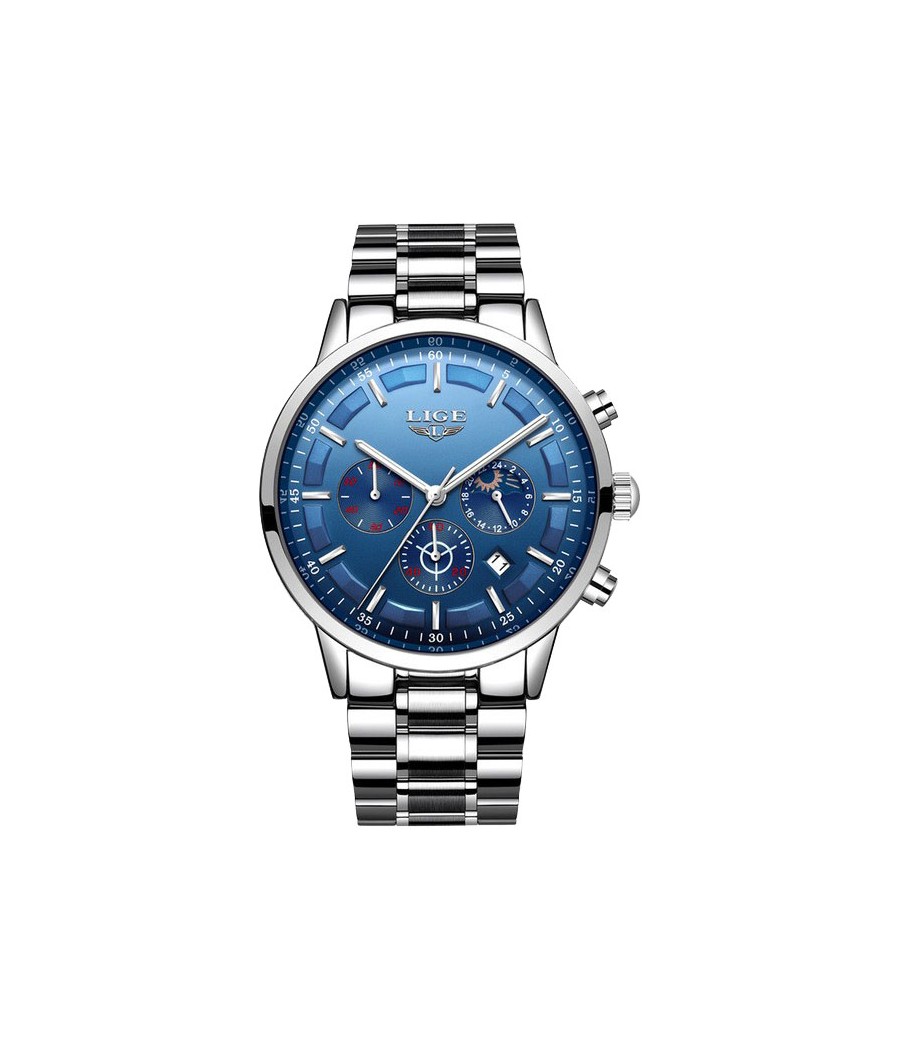 Montre LIGE 9877 Bleu & Argent
