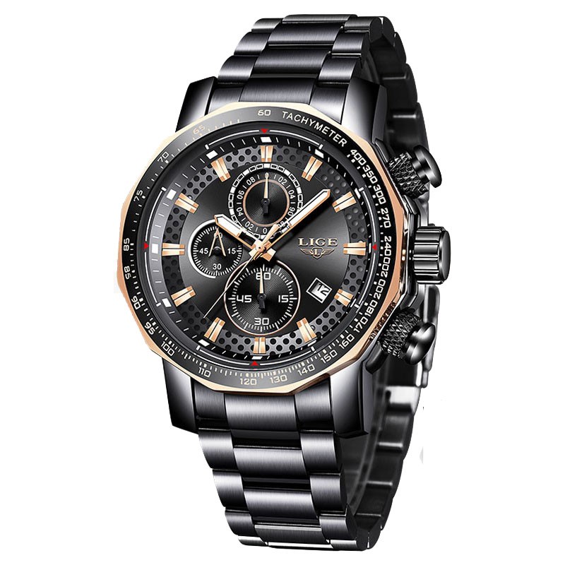 Montre LIGE 9902 Noir & Or