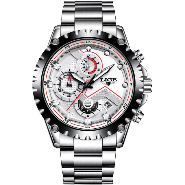 Montre LIGE 9821 Noir & Argent
