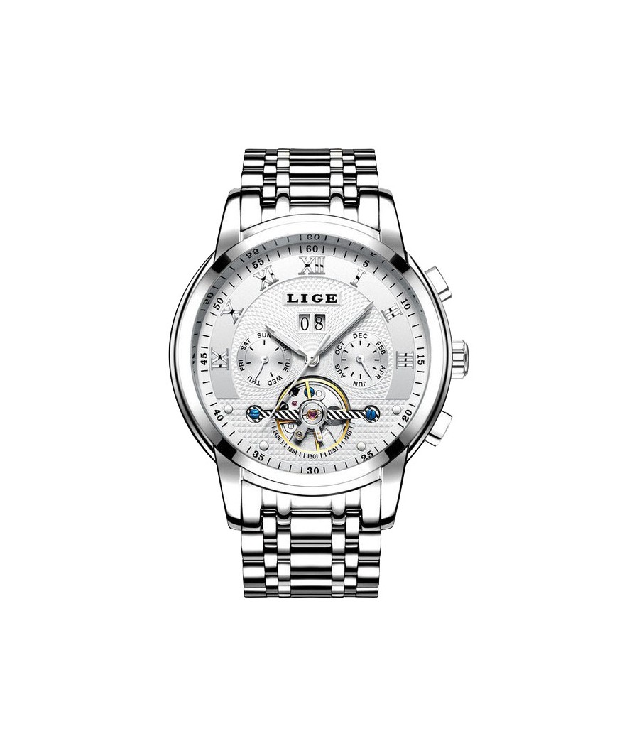 Montre LIGE 9841 Blanc & Argent