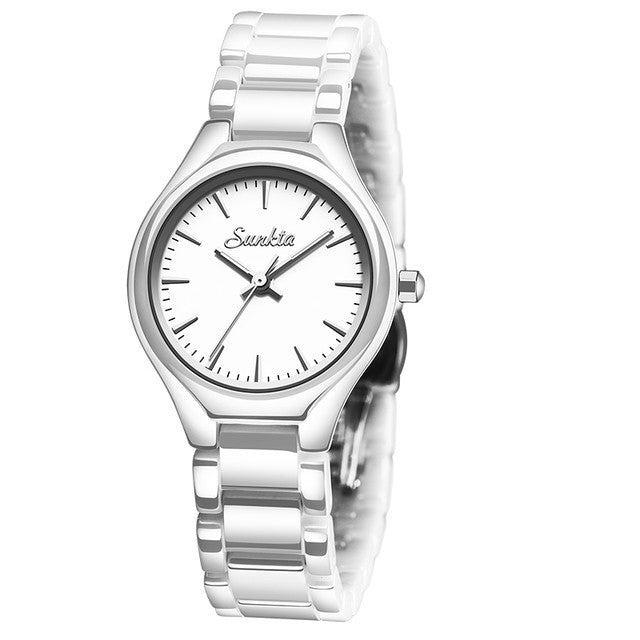 Montre SUNKTA 6612 Blanc & Argent