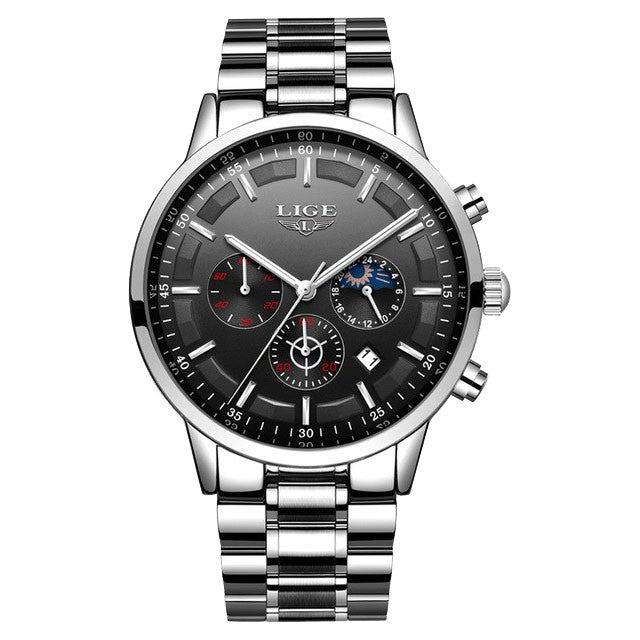 Montre LIGE 9877 Noir & Argent