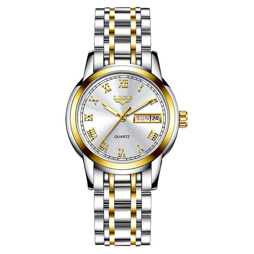 Montre LIGE 10007 Blanc & Or
