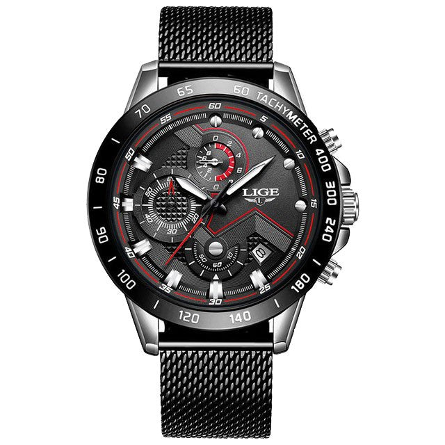 Montre LIGE 9929 Noir & Argent