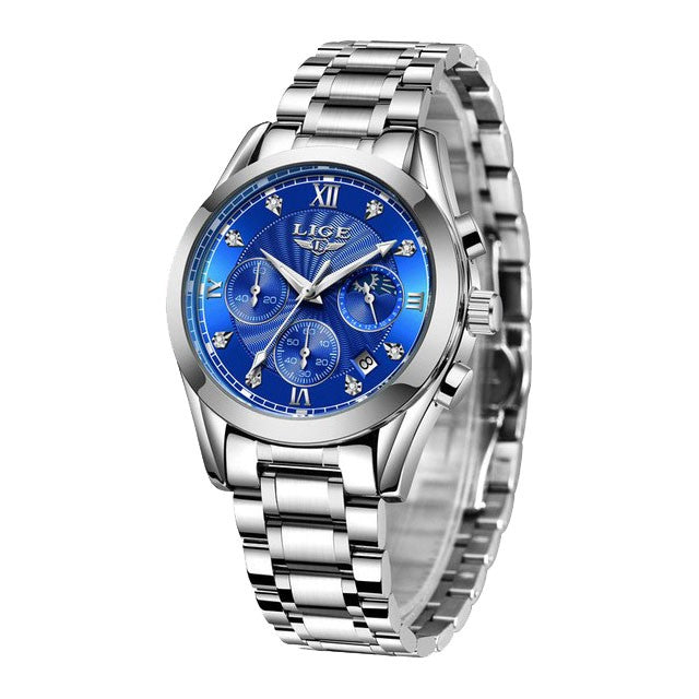 Montre LIGE 8912 Bleu & Argent
