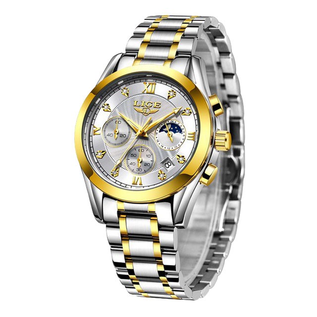 Montre LIGE 8912 Blanc & Or