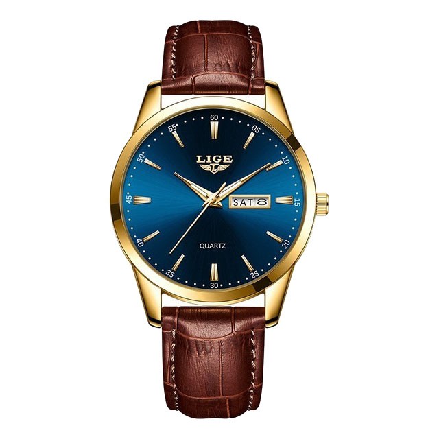 Montre LIGE 8970 Bleu & Or