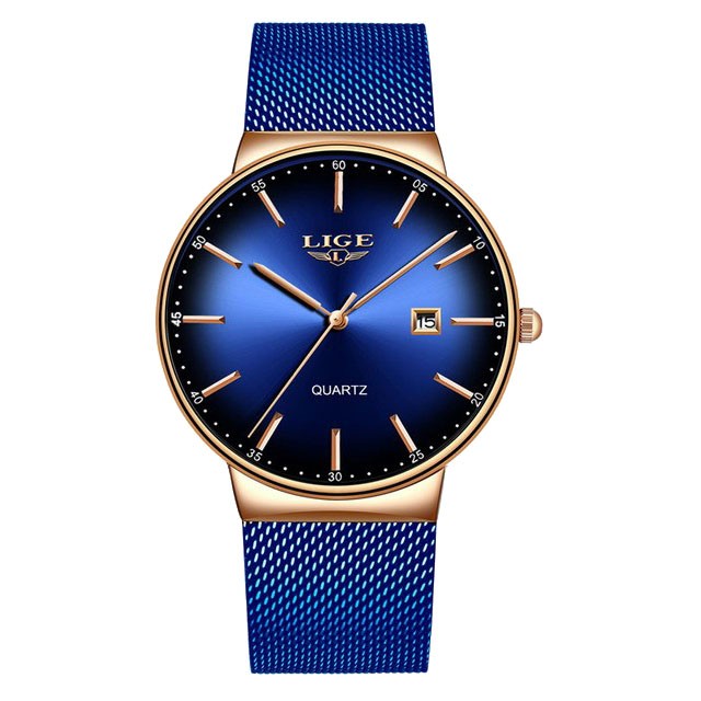 Montre LIGE 9938 Bleu & Or