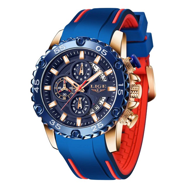Montre LIGE 10027 Bleu & Or