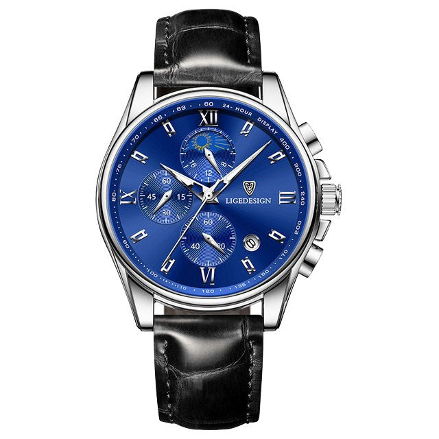 Montre LIGE 8951 Bleu & Argent