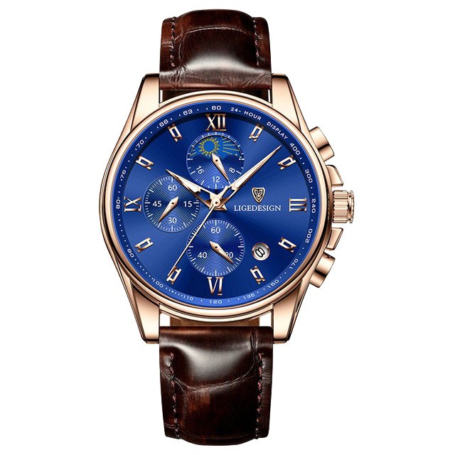 Montre LIGE 8951 Bleu & Or