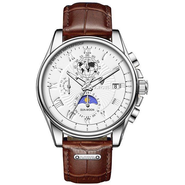 Montre LIGE 8975 Blanc & Argent