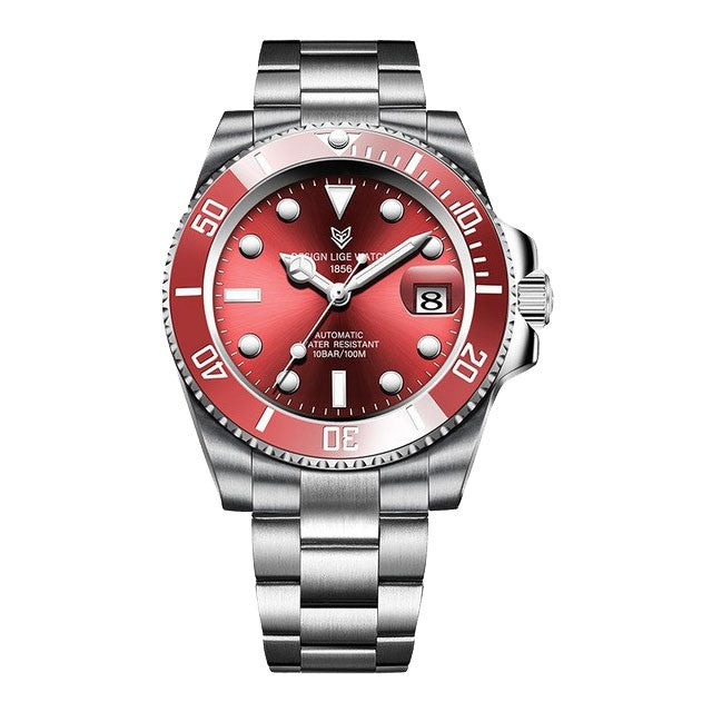 Montre LIGE 6801 Rouge & Argent