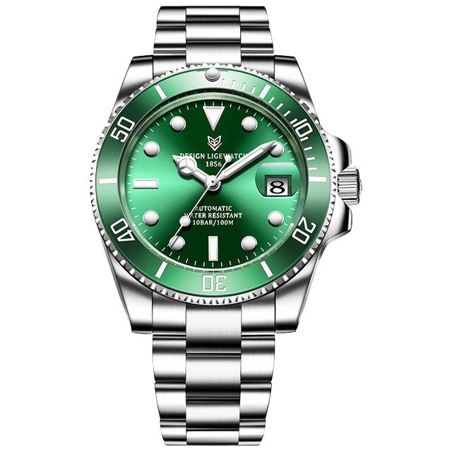 Montre LIGE 6801 Vert & Argent