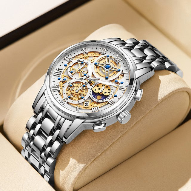000 Montre LIGE 8973 Blanc & Or